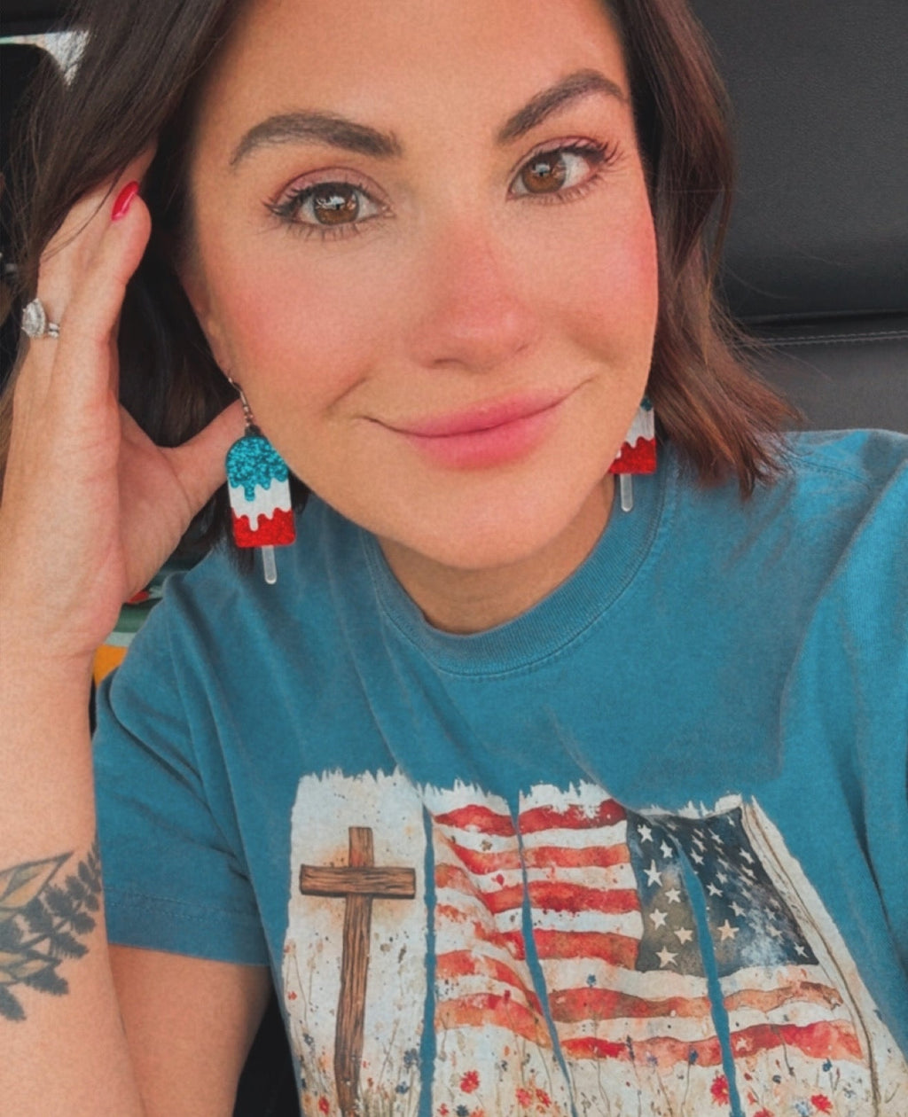 Beautiful Red, White, and Blue Popsicle Earrings