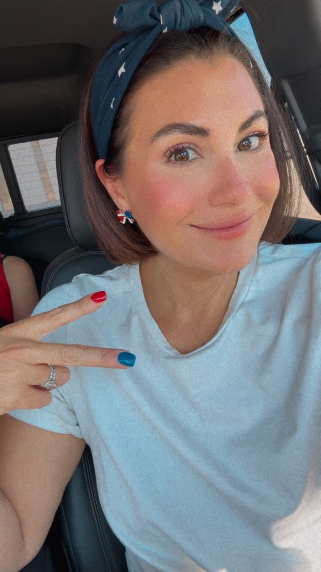 Beautiful Red, White, and Blue Bow Stud Earrings