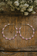 Beautiful Pink and Silver Hoop Earrings