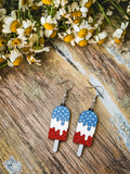 Beautiful Red, White, and Blue Popsicle Earrings