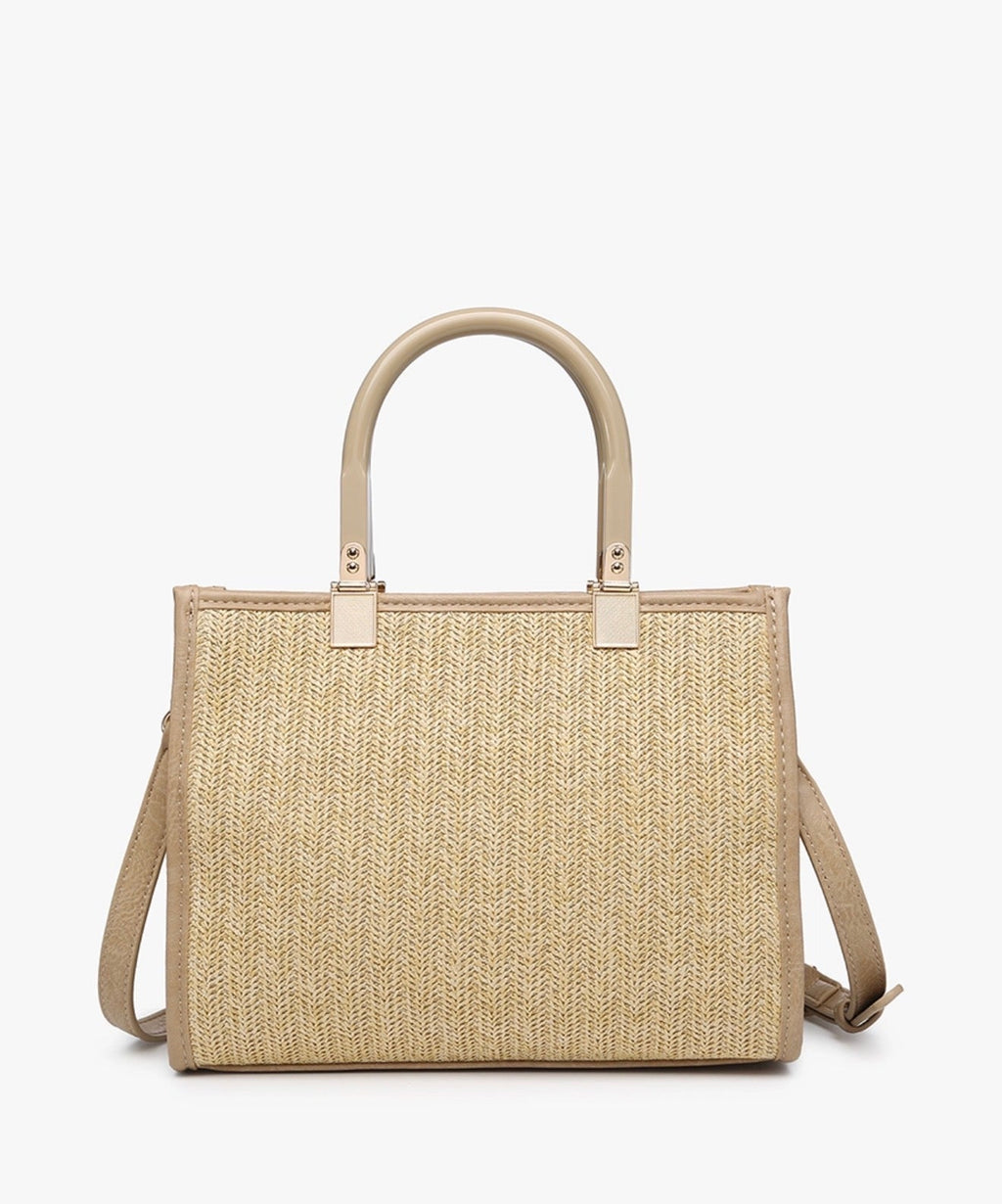 Kaya Rattan Satchel Purse Tan
