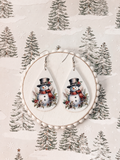 Cozy Snowman Christmas Teardrop Earrings