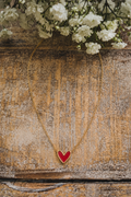Beautiful Red and Gold Heart Necklace