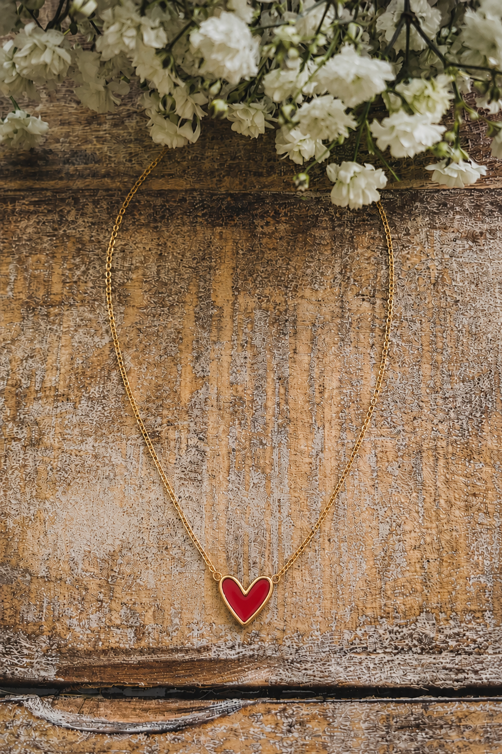 Beautiful Red and Gold Heart Necklace