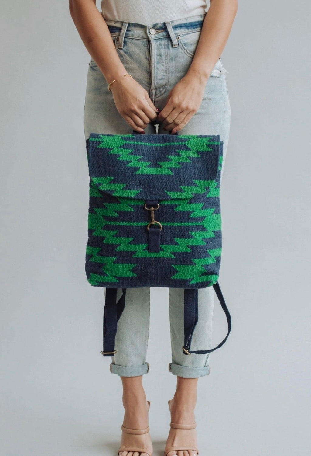 Navy & Green Aztec Backpack