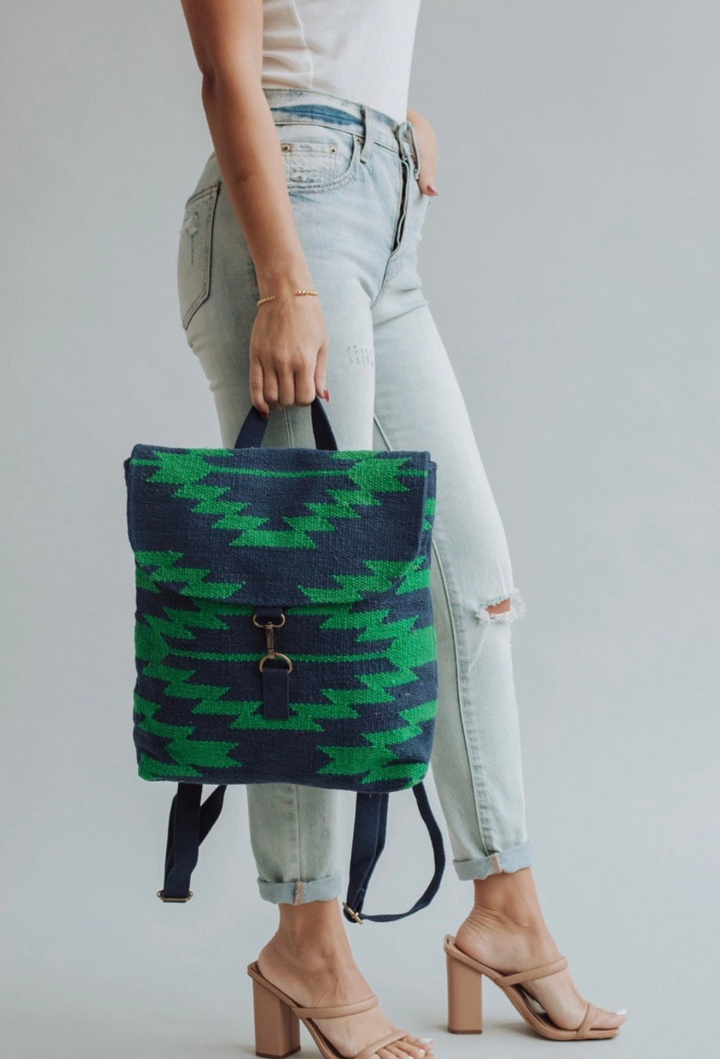 Navy & Green Aztec Backpack
